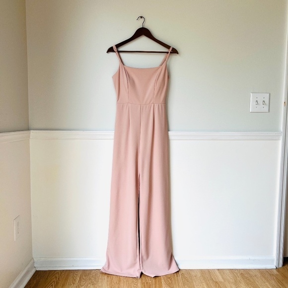 NWT Francesca's Maxx Lace Back Blush Pink Barbie Core Jumpsuit Small - Picture 4 of 10